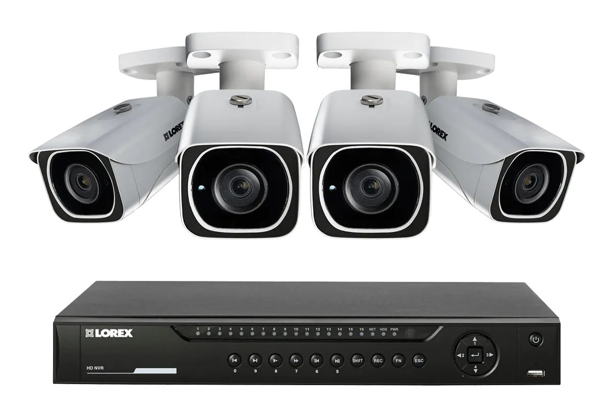 IP Camera System with 4 Ultra HD 4K Security Cameras & Lorex Cloud Connectivity