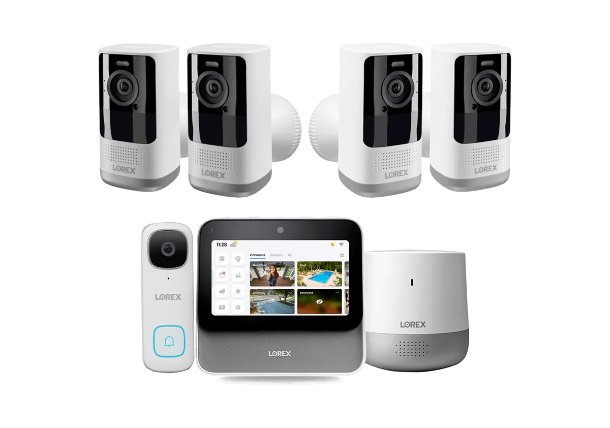 Lorex Smart Home Security Center with 2K Wire-Free Cameras, 2K Doorbell and Range Extender